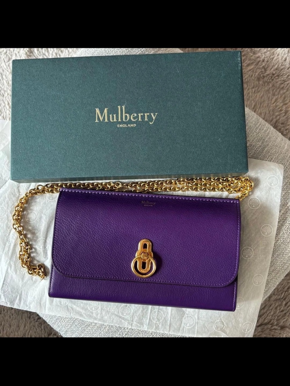Mulberry Purple Leather Chain Shoulder Bag